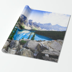 Papel De Presente Floresta de Pinheiros Blue Lake Rocky Mountain