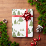 Papel De Presente Floresta de Pinheiros de Aquarela Moderna<br><div class="desc">Celebre em estilo com este papel de embalagem de tendências. O design apresenta pinheiros com aquarela pintada manualmente e os convites correspondentes,  juntamente com outros itens de partes correspondentes,  podem ser encontrados na coleção.</div>