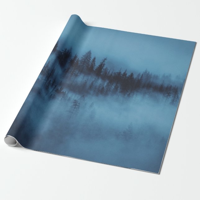 PAPEL DE PRESENTE FLORESTA DE PINOS MISTY (Desenrolado)