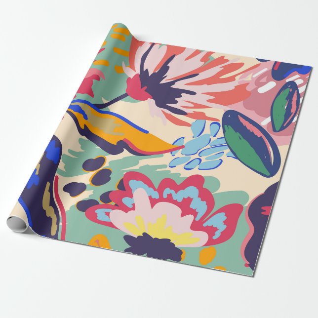 Papel De Presente Floresta e rosas (Desenrolado)