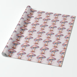 Papel De Presente Floresta Encantada Cogumelos Iridescentes 