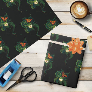 Papel De Presente Floresta Encantadora Dríade Mulher Borboleta Fanta