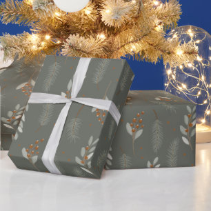 Papel De Presente Floresta Escandinava do Natal Nórdico