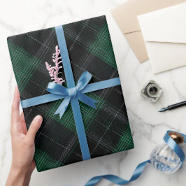 Papel De Presente Floresta Escura Verde Preto Xadrez Musgo Padrão Pl