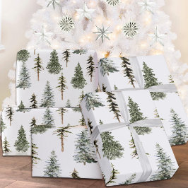 Papel De Presente Floresta Florestal Snowy Spruce Pinheiros Pinheiro