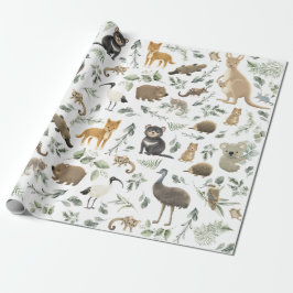 Papel De Presente Floresta Greenerescente Animais Australianos Anive