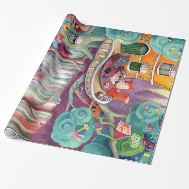 Papel De Presente Floresta mágica (Desenrolado)