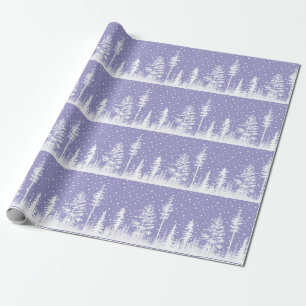 Papel De Presente Floresta Púrpura Lilac Branca de Neve de inverno