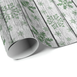Papel De Presente Floresta russa Madeira e flocos de neve Natal