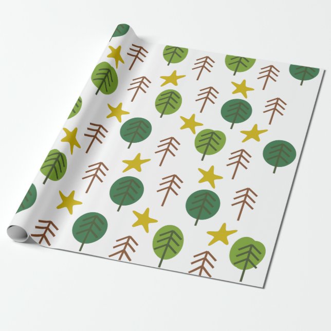 Papel De Presente Floresta Scandi (Desenrolado)