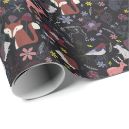 Papel De Presente Floresta Silvestre Animais Selvagens Natureza Pret