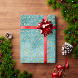 Papel De Presente Floresta tradicional de inverno de neve azul Natal