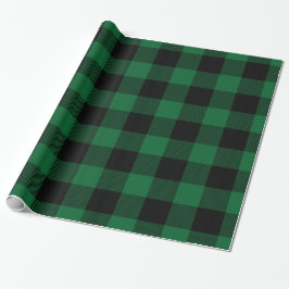 Papel De Presente Floresta Verde Preto Enorme Xadrez Búfalo Lenhador