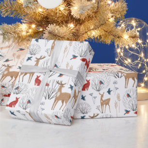 Papel De Presente Florestas de inverno Animais Terrestres do Natal