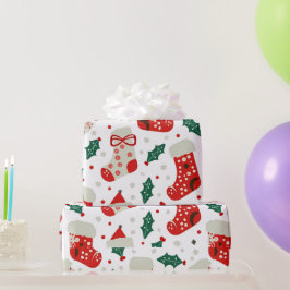 Papel De Presente Florestas de Natal encantadoras e Holly Pattern