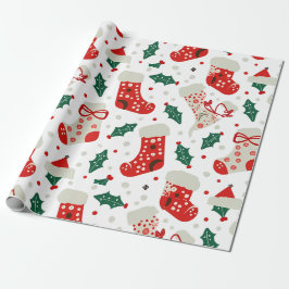 Papel De Presente Florestas de Natal encantadoras e Holly Pattern