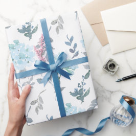 Papel De Presente Florestas de Prata e Azul Dusty | Watercolor