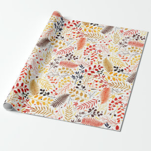 Papel De Presente Florestas Selvagens Florestais Fern Cogumelos Folh