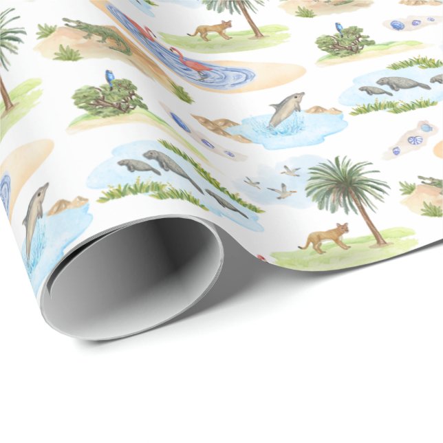 Papel De Presente Florida Toile (Original Colors)  (Ponta do rolo)