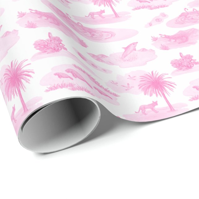 Papel De Presente Florida Toile (Rosa)  (Ponta do rolo)