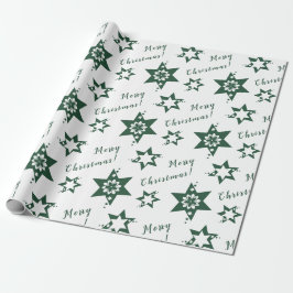 Papel De Presente 🌟 Florist Green Starry Feliz Natal Branco