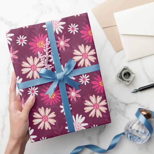 Papel De Presente Flouring Fuchsia (Presentear)