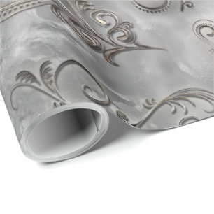 Papel De Presente Flourish da prata da platina