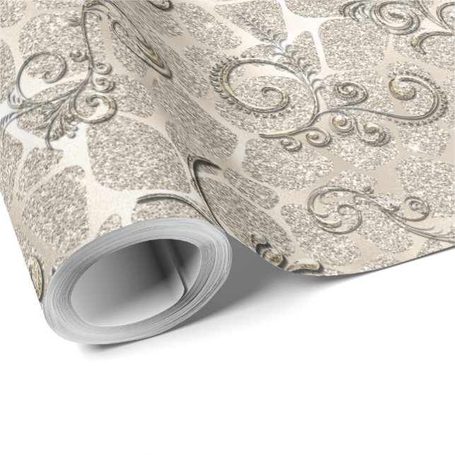 Papel De Presente Flourishes de Champagne (Ponta do rolo)
