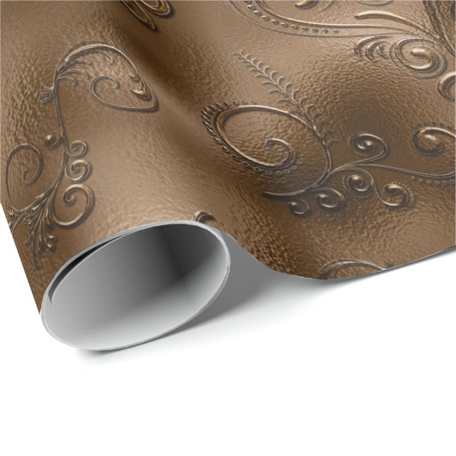 Papel De Presente Flourishes do bronze (Ponta do rolo)