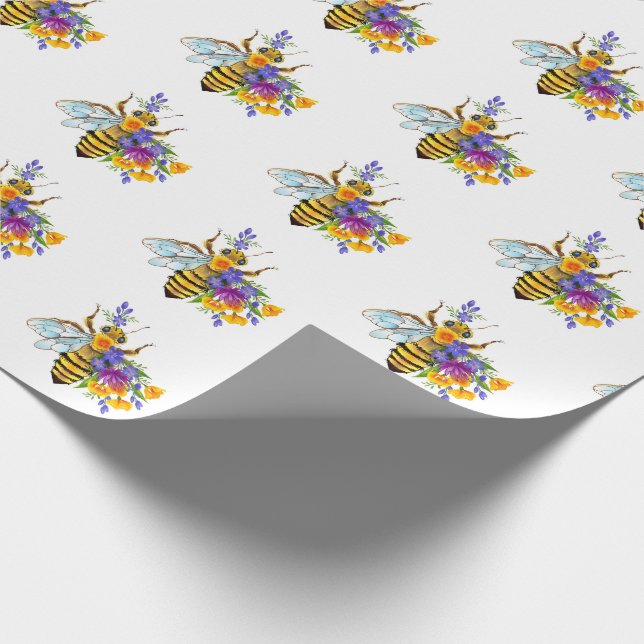 Papel De Presente Flower bee with wild plants (Ponta)