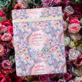 Papel De Presente Flower Glitter Mermaid Tail 2nd Birthday