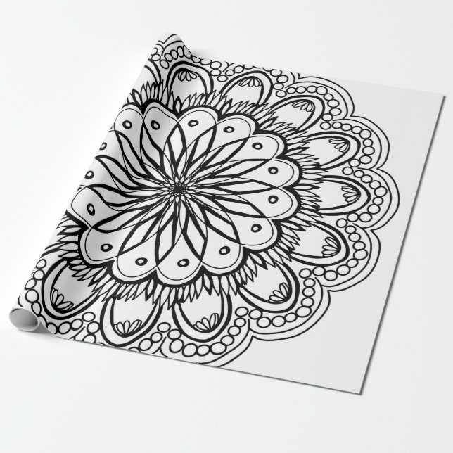 Papel De Presente Flowers mandala hand drawing (Desenrolado)