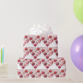 Papel De Presente Fluffy Red Floral Heart Baby Shower