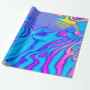 Papel De Presente Fluorescência psicodélica de cor neon abstrato t