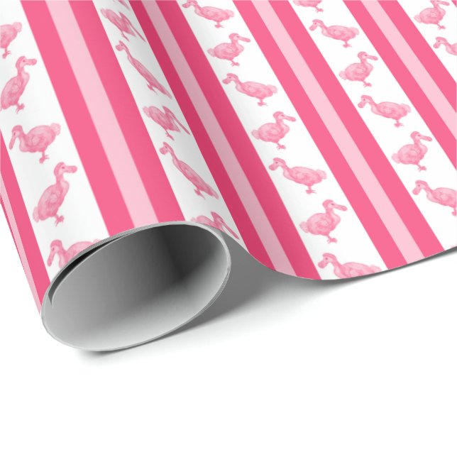 Papel De Presente Fluorescent Pink Dodo Stripe (Ponta do rolo)