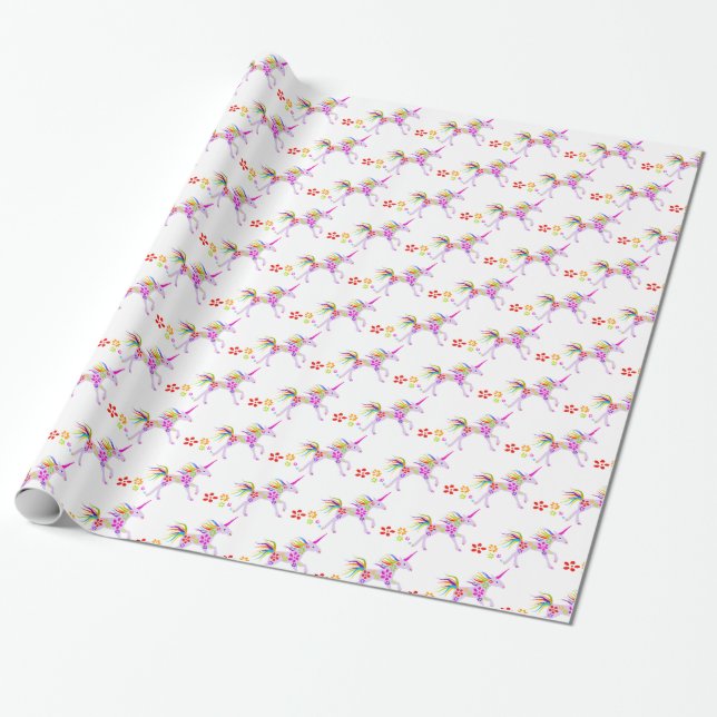 PAPEL DE PRESENTE FLUXAS DE CINCO-CHUMBO UNICORN VETOR PADRÃO (Desenrolado)