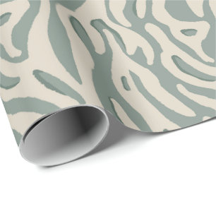 Papel De Presente fluxo boêmio geométrico orgânico verde sálvia