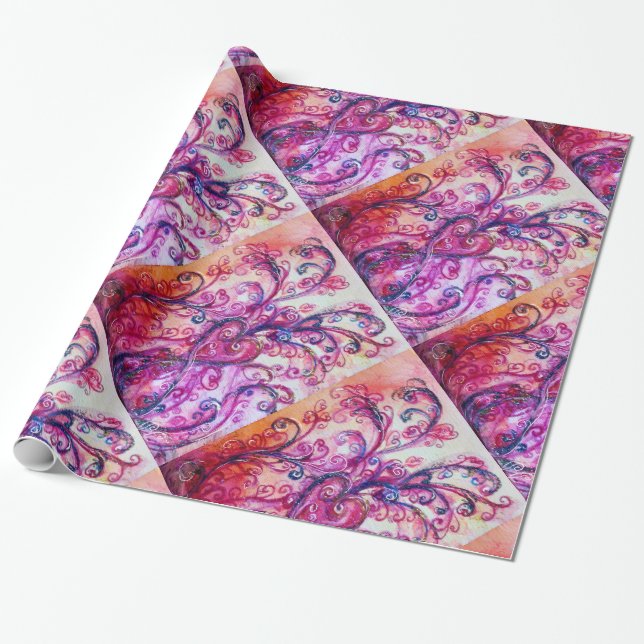 Papel De Presente FLUXOS QUÍMICOS cor-de-rosa brilhante (Desenrolado)