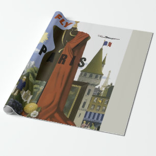 Papel De Presente Fly Paris France Viagens vintage