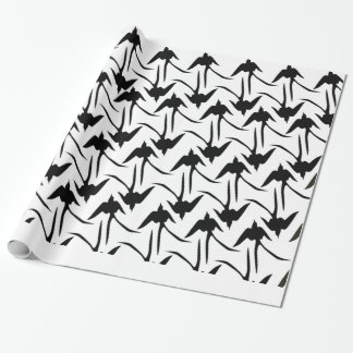 Papel De Presente Flycatchers Scissor-Atados preto