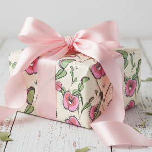 Papel De Presente Flytrapping de Vênus de Creme Bonito Preso no Seu 