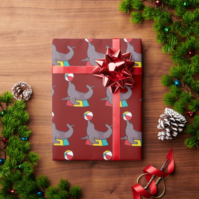 Papel De Presente Foca de Circo Performática (Presente de Natal)