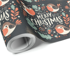 Papel De Presente Foca de robins de Natal fofa