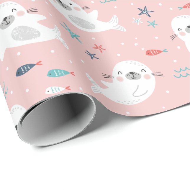 Papel De Presente Focos de rosa claro (Ponta do rolo)