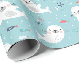 Papel De Presente Focos em branco em azul claro