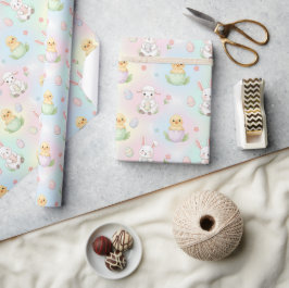 Papel De Presente Fofa Boneca de Coelho e Cordeiro Modelo de Páscoa