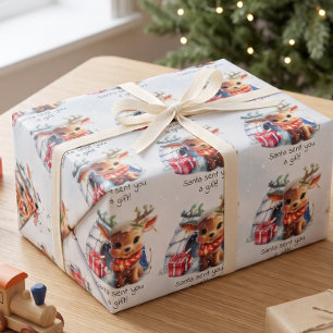 Papel De Presente Fofa Rena de Natal Personalizada Neve Crianças Nat