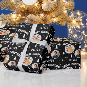 Papel De Presente Fofa Rena Nome da Criança Foto Natal