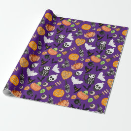 Papel De Presente Fofinho Colorido Assustador Doce ou Travessa Hallo