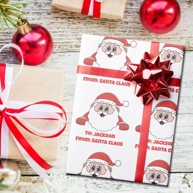 Papel De Presente Fofo Personalizado do Papai Noel (Criador carregado)